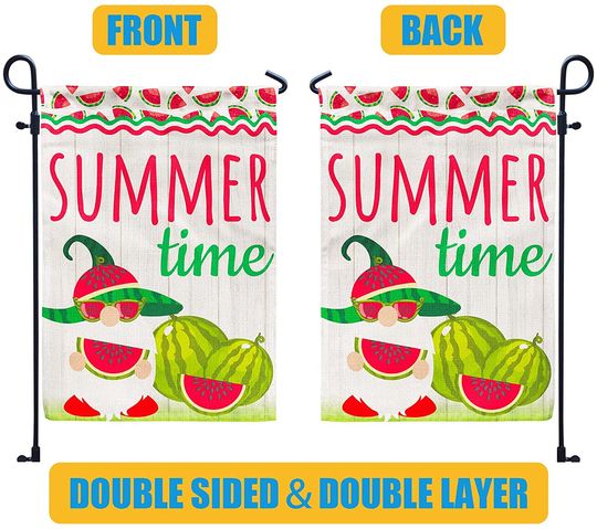 Summer Time Watermelon Garden Flag Gnome