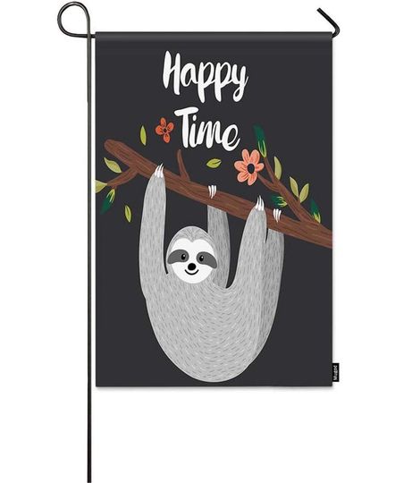 Happy Time Garden Flag Sloth