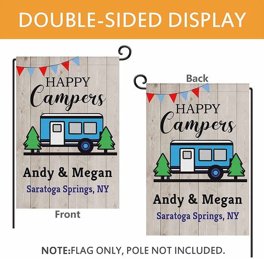 Personalized Happy Camper Garden Flag
