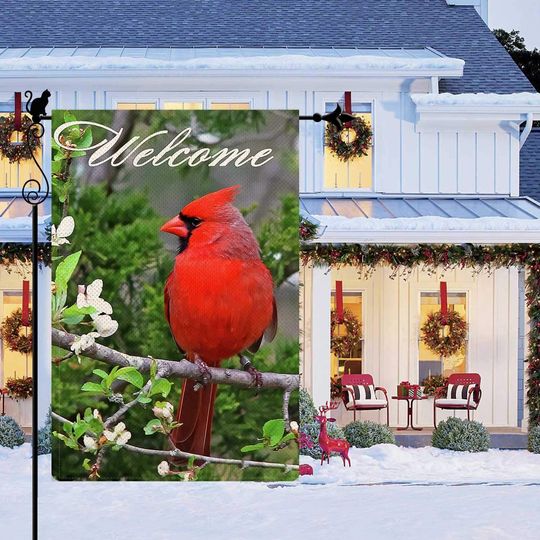 Cardinal Floral Spring Garden Flag Red Bird