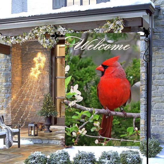 Cardinal Floral Spring Garden Flag Red Bird