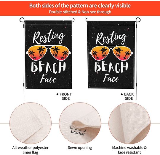 Resting Beach Face Garden Flag Palm Tree