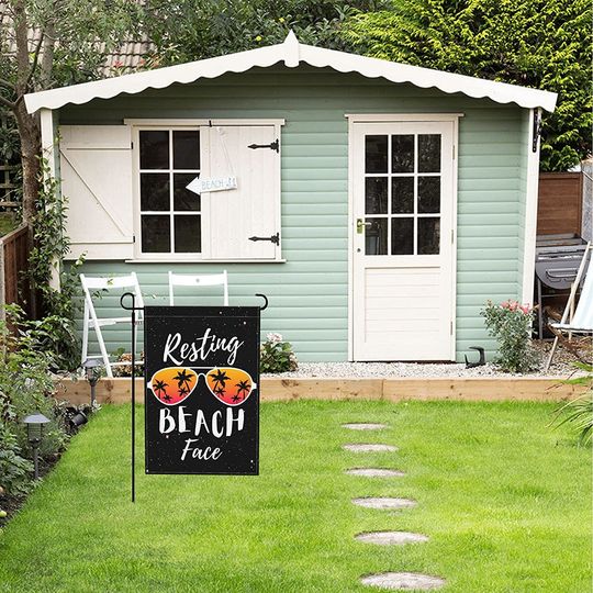 Resting Beach Face Garden Flag Palm Tree