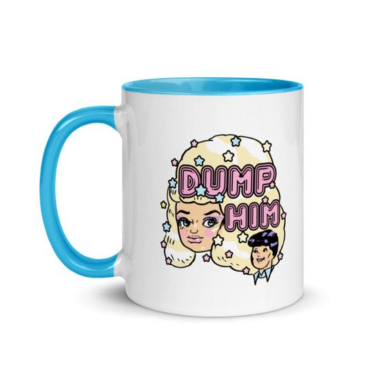 Dump him mug, 80s vintage pastel mug, retro barbie mug