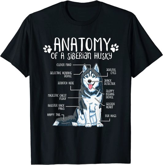 Anatomy Siberian Husky Dog Lover T-Shirt