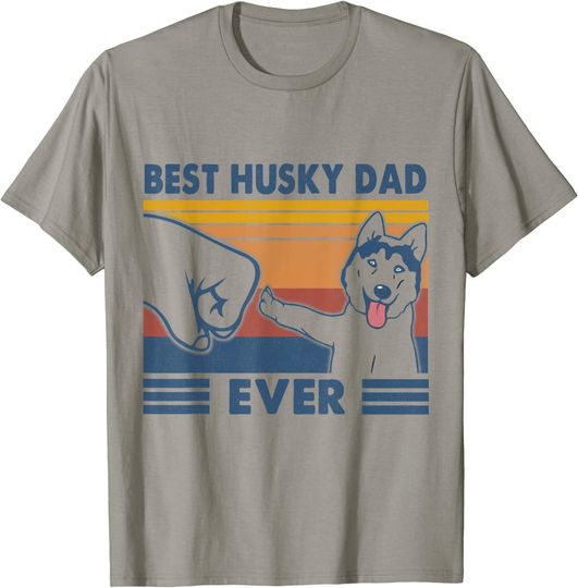 Vintage Best Husky Dad Ever Fist Bump Husky Lover Gift T-Shirt