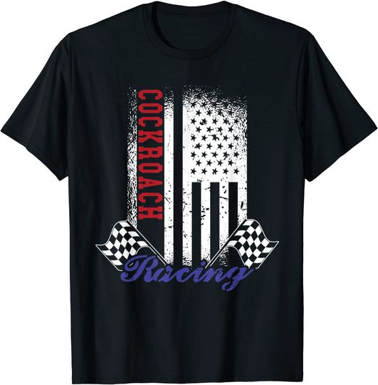 American Flag Cockroach Racing Race Flag T Shirt