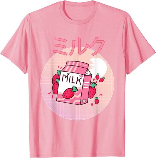 Milk Shake Carton Japanese Kawaii Strawberry Retro T-Shirt