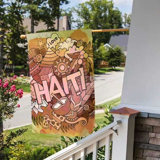 I Love Haiti Garden Flag