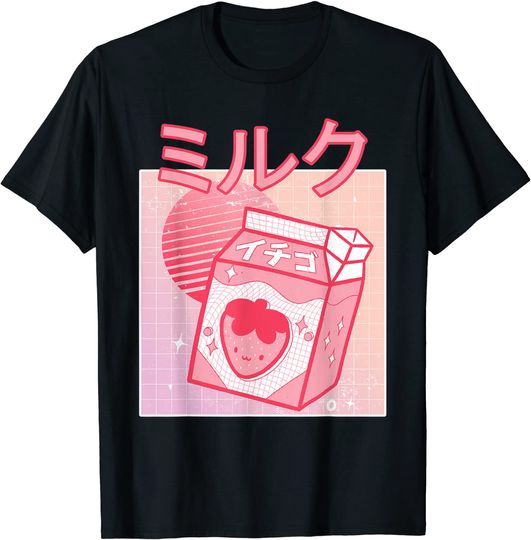Strawberry Milk Shake Carton Retro 90s Japanese Kawaii T-Shirt