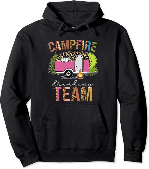 Campfire Drinking Team Pullover Hoodie Leopard