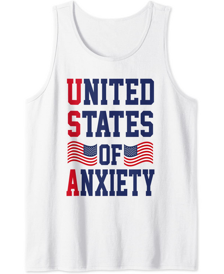 Sarcastic United States of Anxiety USA American Flag Tank Top