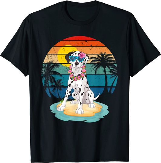 Beach Tropical Summer Vacation Dalmatian Dog Vintage T-Shirt