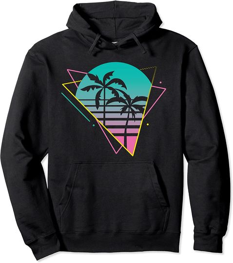80s 90s Retro Palm Tree Pullover Hoodie