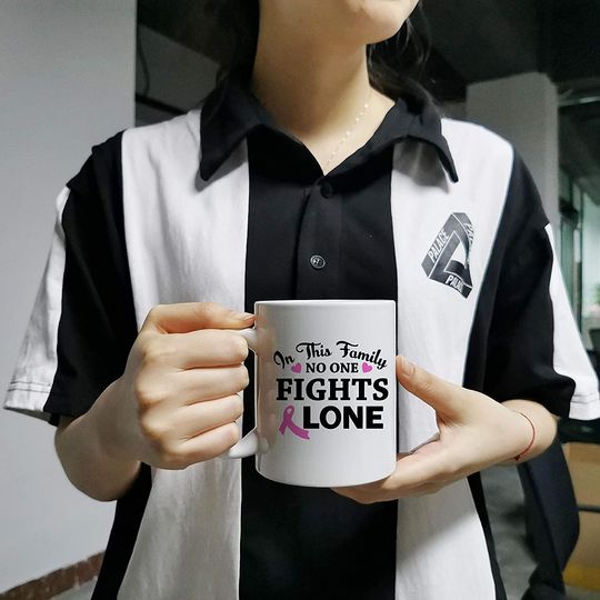 Breast Cancer Mug in This Family Nobody Fights Alone Breast Cancer Awareness Gifts for Survivor Fighter