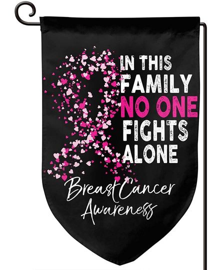 No One Fight Alone Breast Cancer Awareness Flag Garden Flag House Flag Indoor Outdoor Wall Banners Decorative Flag Banner
