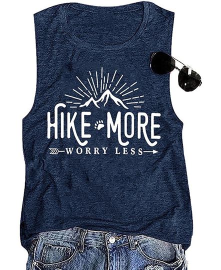 Hike More Worry Less Tee Top Hiking Beach