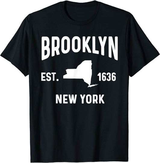 Discover Brooklyn Map New York  EST. 1636 T-Shirt BK NY NYC Since