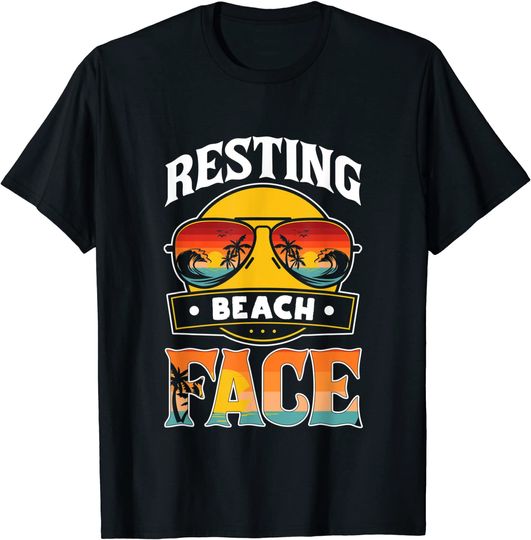 Discover Resting Beach Face T-shirt Sunglasses Sunset