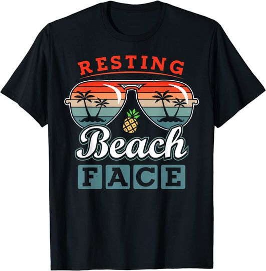 Discover Resting Beach Face T-shirt Pineapple Sunglasses Palm Tree