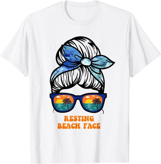 Discover Resting Beach Face T-shirt Messy Bun Hair Palm Tree