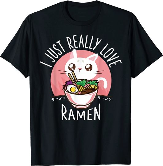 Love Ramen Japanese Noodles Shirt Kawaii Anime Cat T Shirt