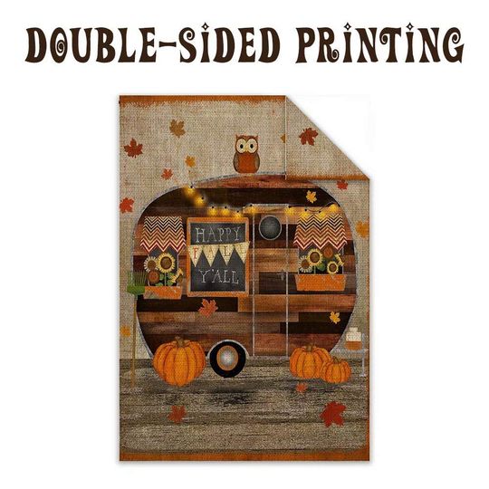 Welcome Fall Happy Autumn Garden Flag Owl Pumpkin RV Trailer Camper