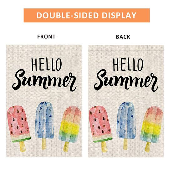 Personalized Hello Summer Garden Flag Ice Cream