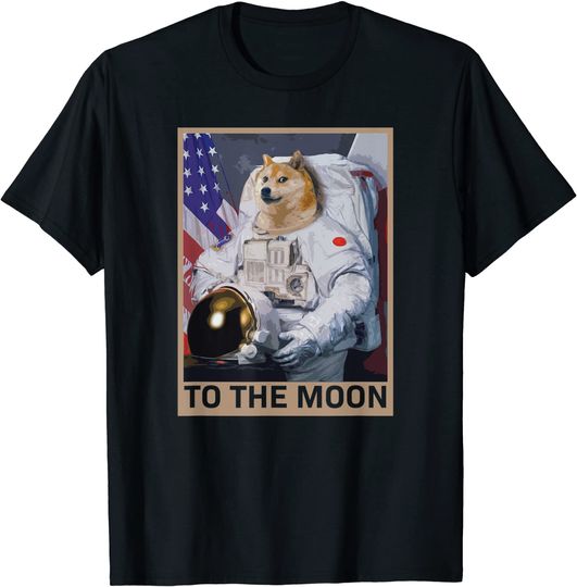 Dogecoin Astronaut To the Moon Blockchain HODL Crypto T Shirt