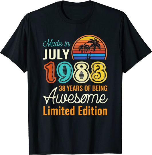 Discover 38 Years Old Born in July 1983 Shirt 38th Birthday T-Shirt