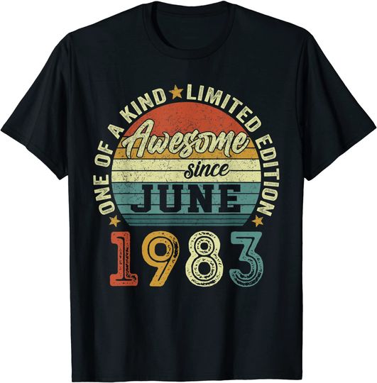 Discover 38 Years Old Birthday Awesome Since June 1983 38th Birthday T-Shirt