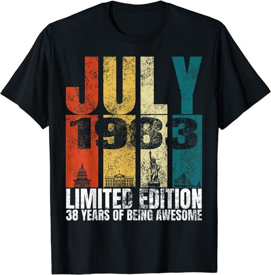 Discover Vintage July 1983 Bday Costume 38 Years Old 38th Birthday T-Shirt