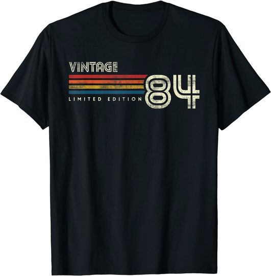 Vintage 1984 Chest Stripe 37th Birthday T Shirt