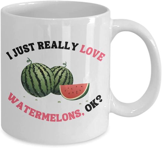 I Love Watermelons Mug - Cute Watermelon Mug for Melon Lovers -Watermelon Gift Mug - Cute Watermelon Gift Idea - Fruit Coffee Mug