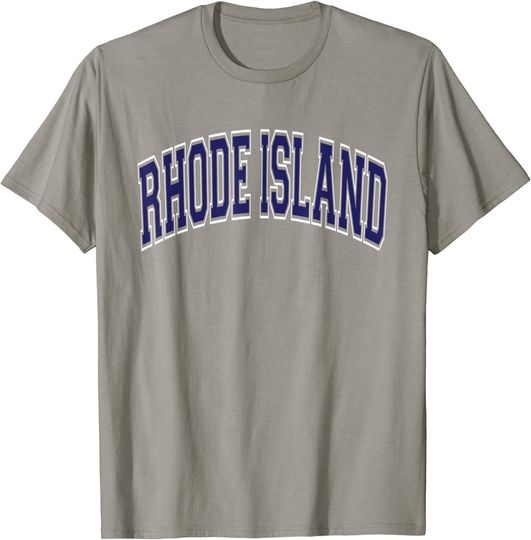 Rhode Island Varsity Style Navy Blue Text T-Shirt