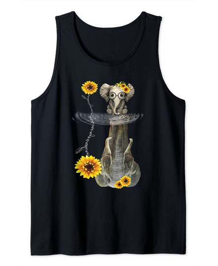Sunflower Elephant Reflection Gift Friend Elephant Tank Top