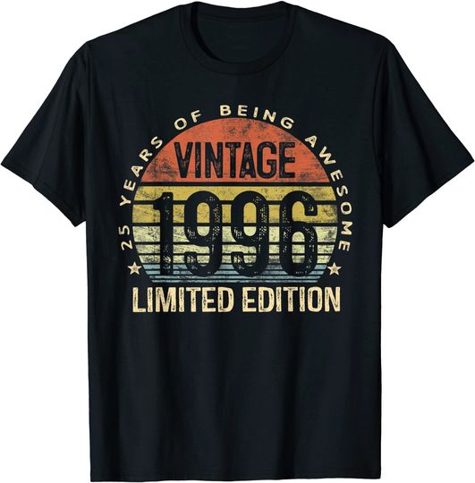Discover 25 Year Old Gifts Vintage 1996 Limited Edition 25th Birthday T-Shirt