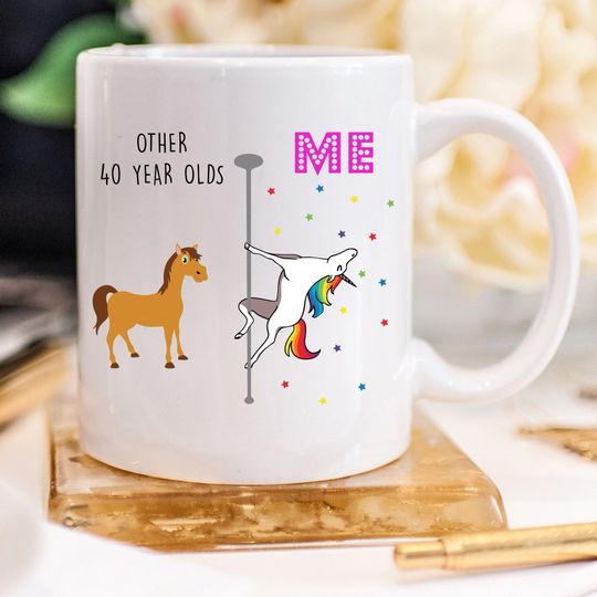 Discover Unicorn Mug 40th Birthday Gift For Women 40 And Fabulous Mug 1980 Birthday Gifts 40th Birthday Gift