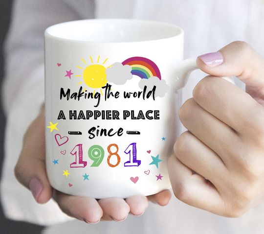 Discover 40th birthday mug , born in 1981 mug, mug for a 40th birthday, 40/40th/1981/ mug for birth year, 40th birthday gift, 1981 birth year