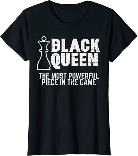 Womens Black Queen Most Powerful Chess African American T Shirt