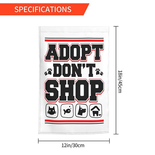 Garden Flag Adopt Don'T Shop Animal Rescue Lovers Four Double Sided Small Vertical Seasonal Outside For Farmhouse Yard