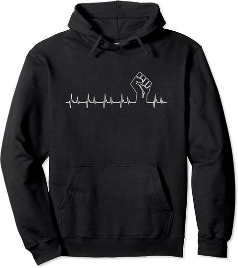 Black Power Fist Heartbeat BLM Black Lives Matter Hoodie