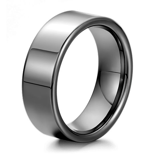 Engraved Men's Polished Tungsten Ring