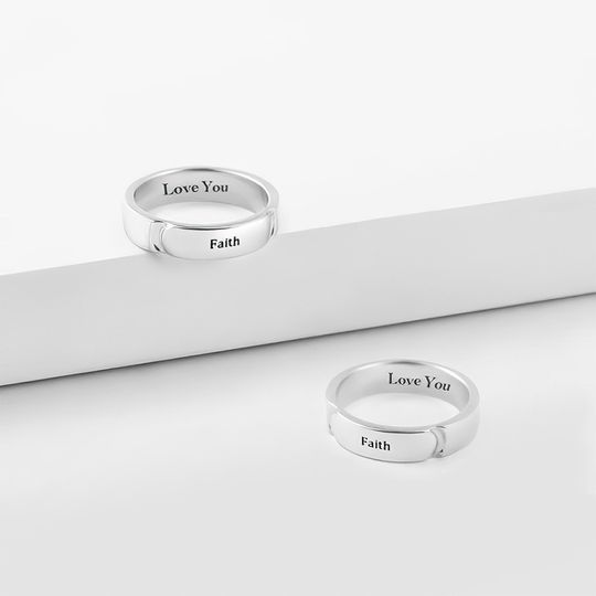 Engraved Men's Band Ring Silver