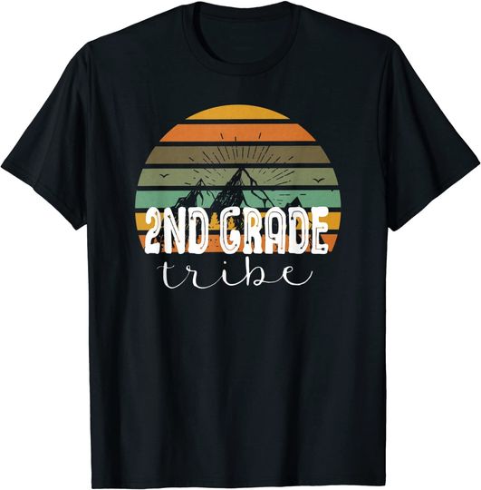 Discover Second Grade Tribe Teacher Student Team 2nd Grade Retro T-Shirt