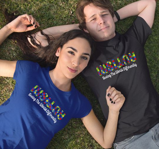 Autism Seeing The World Differently Upside Autism Awareness T-Shirt