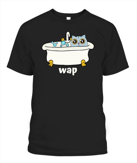 Discover Wap Cat In Bath Tub Funny T-Shirt