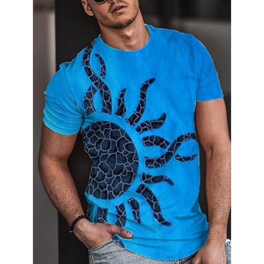 Men Street Style Sun 3D Print Tee T-shirt Fit Workout Casual Shirt