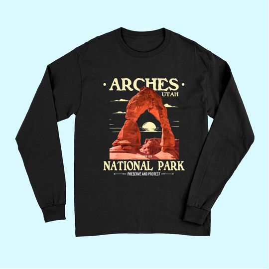 Arches National Park - Retro Hiking & Camping Lover Long Sleeves