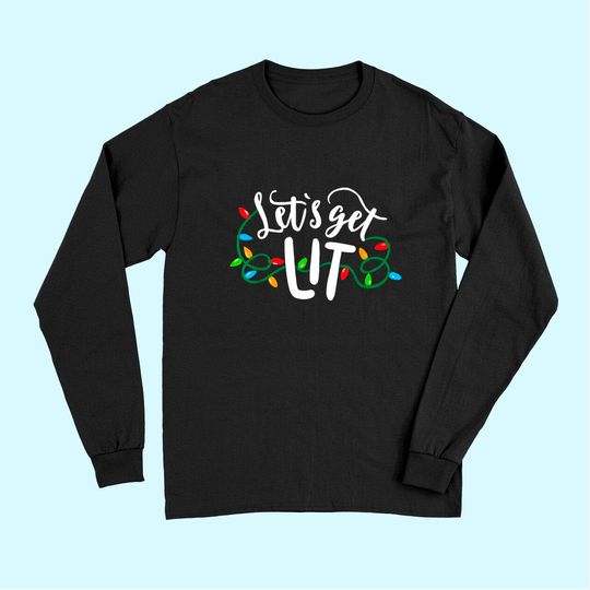 Discover Christmas Funny Pajamas Let's Get Lit Christmas Long Sleeves